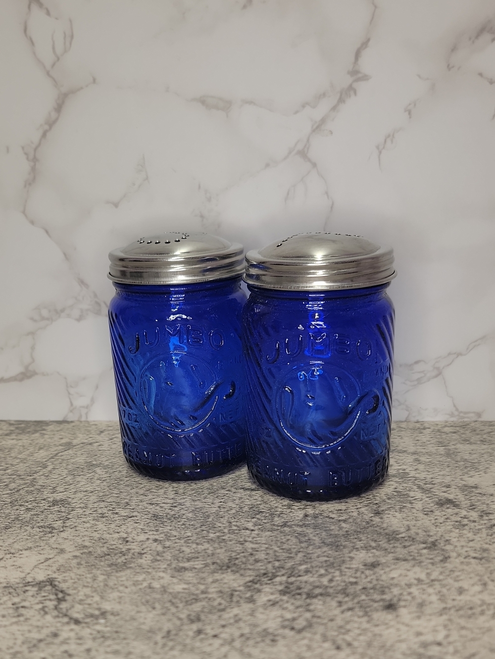 Cobalt Blue Jumbo Elephant Salt and Pepper shaker set